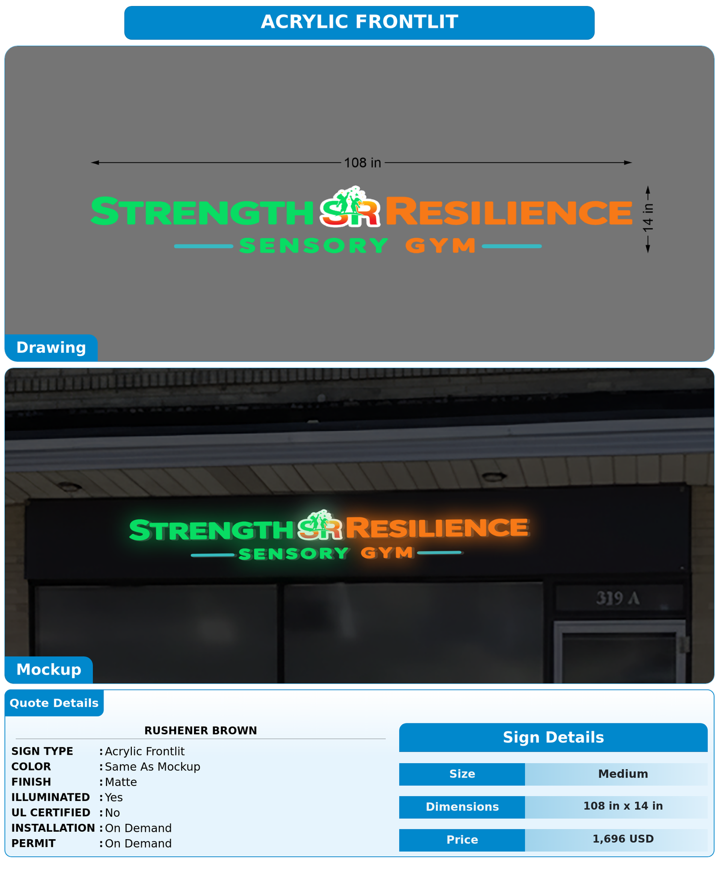 CUSTOM MOCKUP SIGN FOR Rushener Brown
