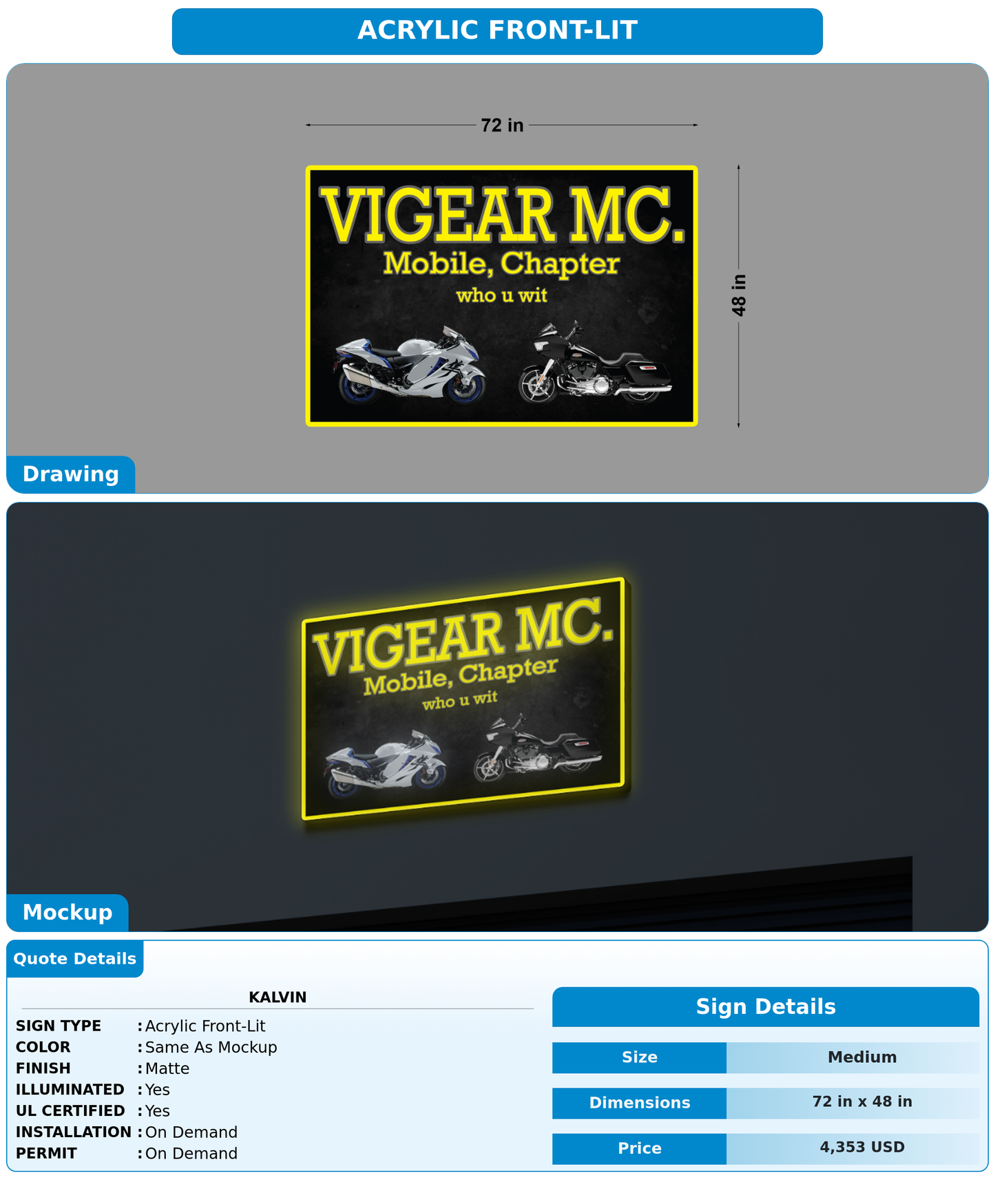 CUSTOM MOCKUP SIGN FOR Kalvin