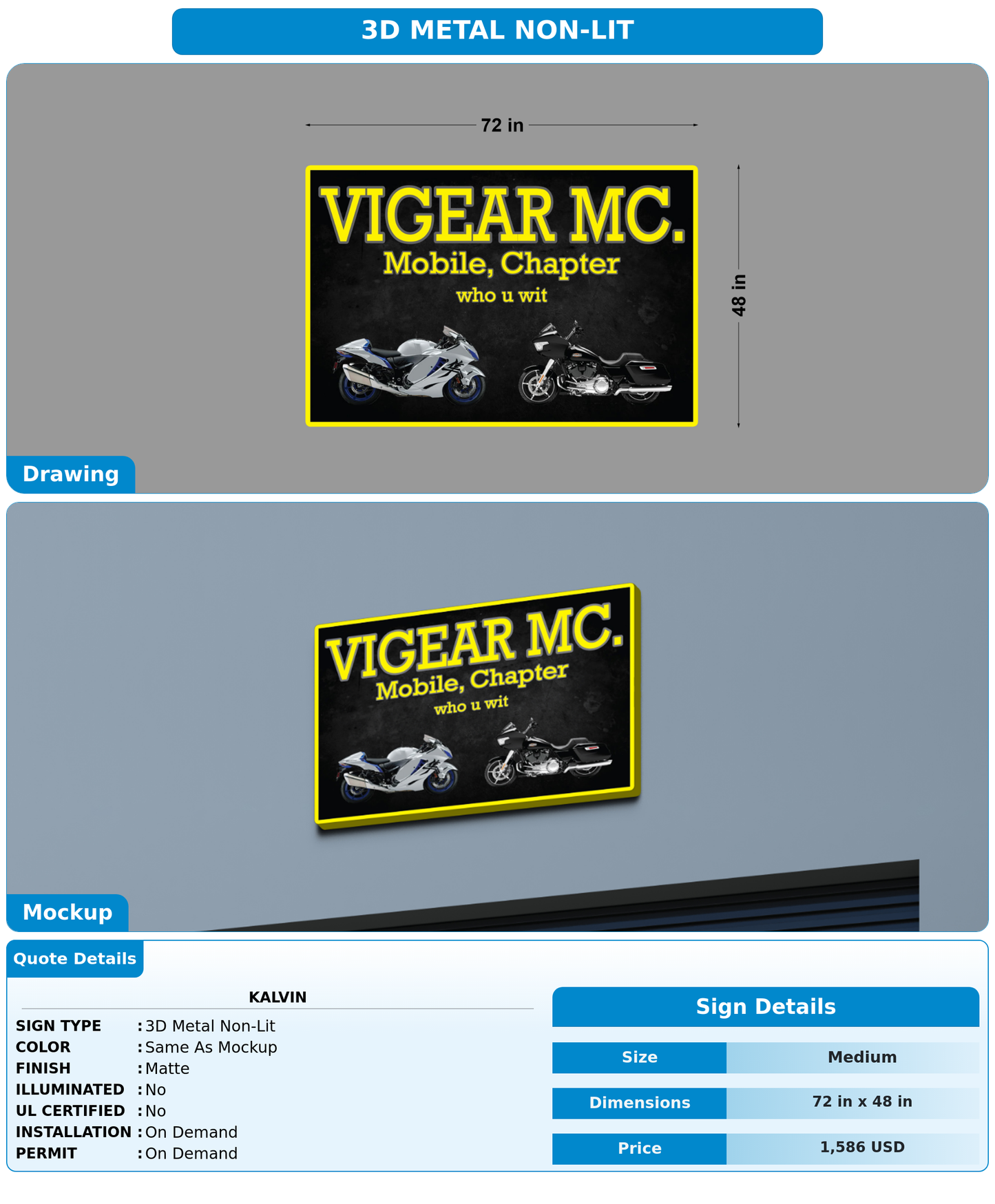 CUSTOM MOCKUP SIGN FOR Kalvin