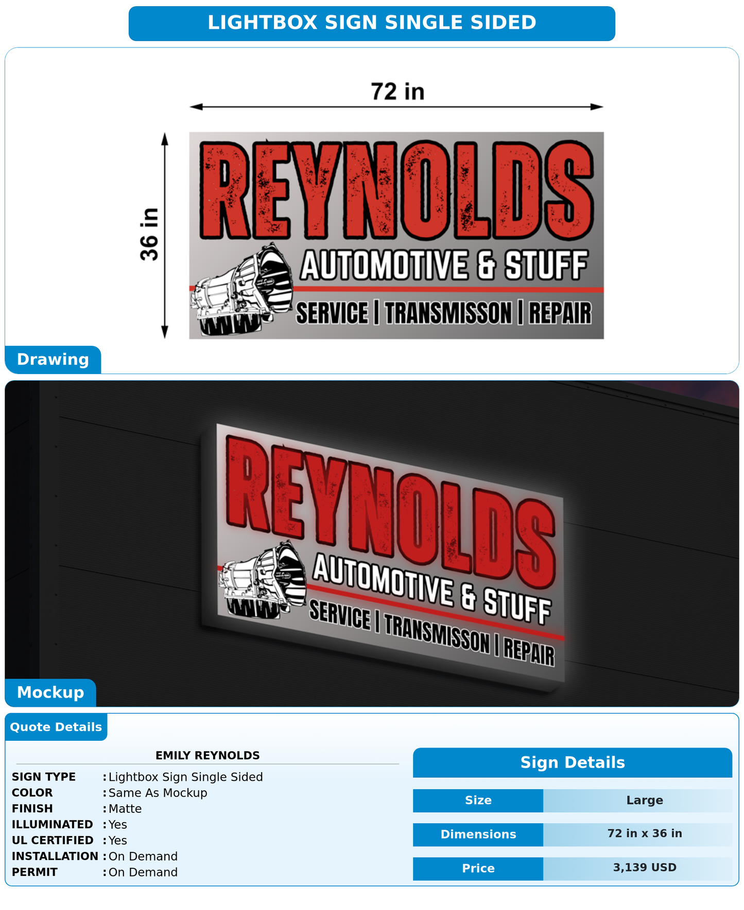 CUSTOM MOCKUP SIGN FOR Emily Reynolds