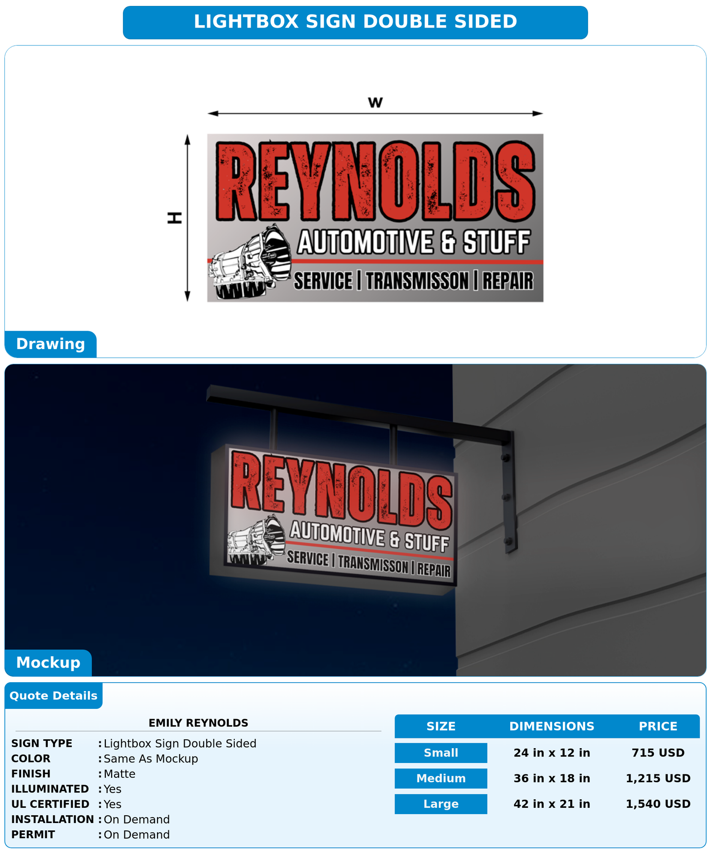 CUSTOM MOCKUP SIGN FOR Emily Reynolds