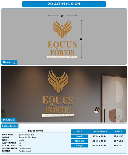 CUSTOM MOCKUP SIGN FOR EQUUS FORTIS