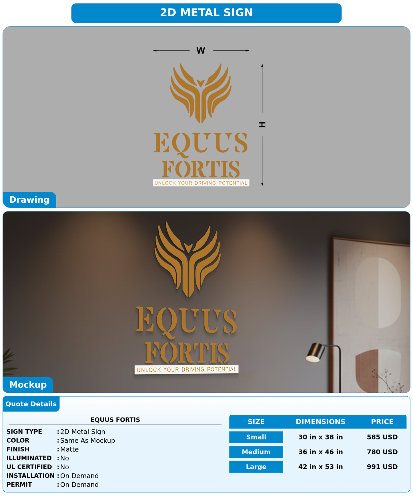 CUSTOM MOCKUP SIGN FOR EQUUS FORTIS