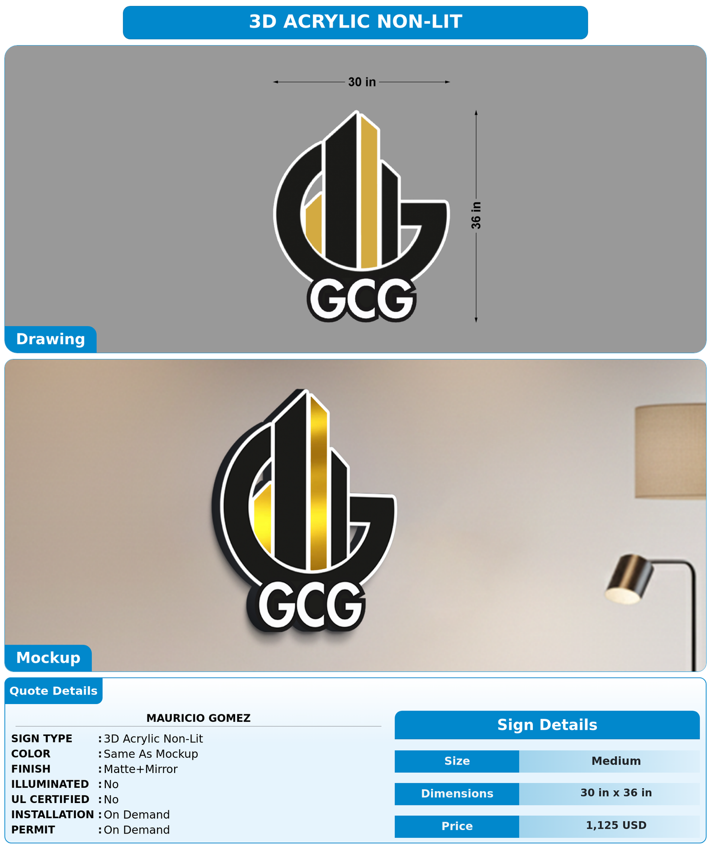 CUSTOM MOCKUP SIGN FOR Mauricio Gomez