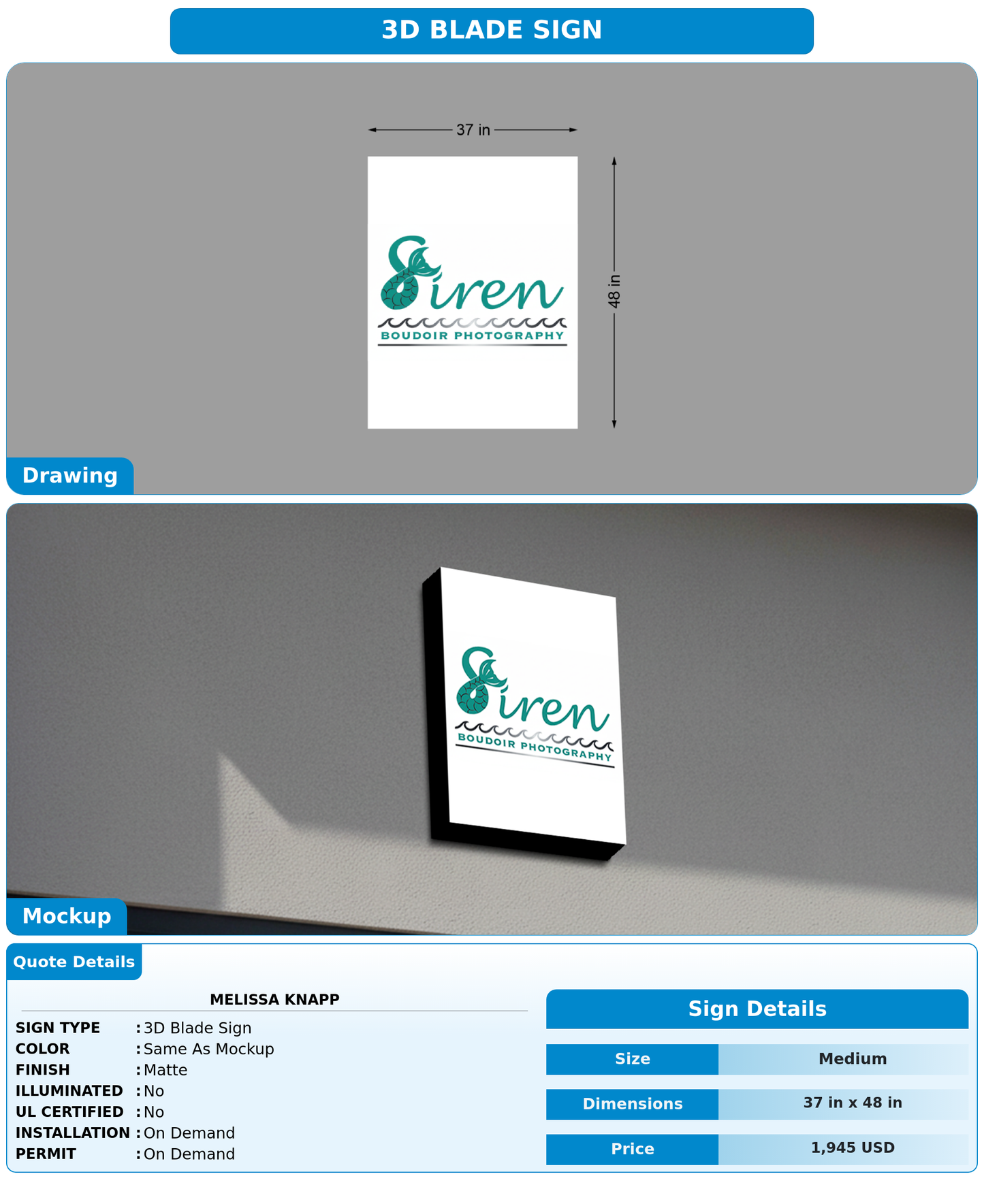 CUSTOM MOCKUP SIGN FOR Melissa Knapp