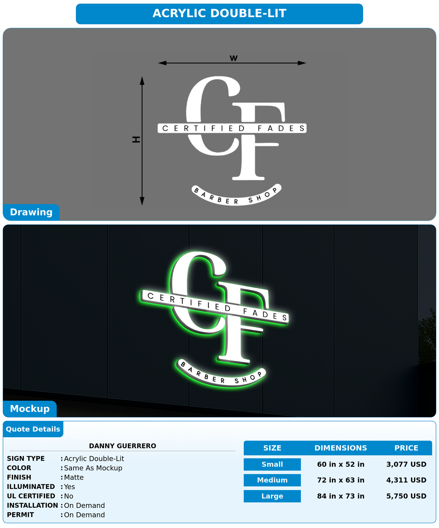 CUSTOM MOCKUP SIGN FOR Danny Guerrero