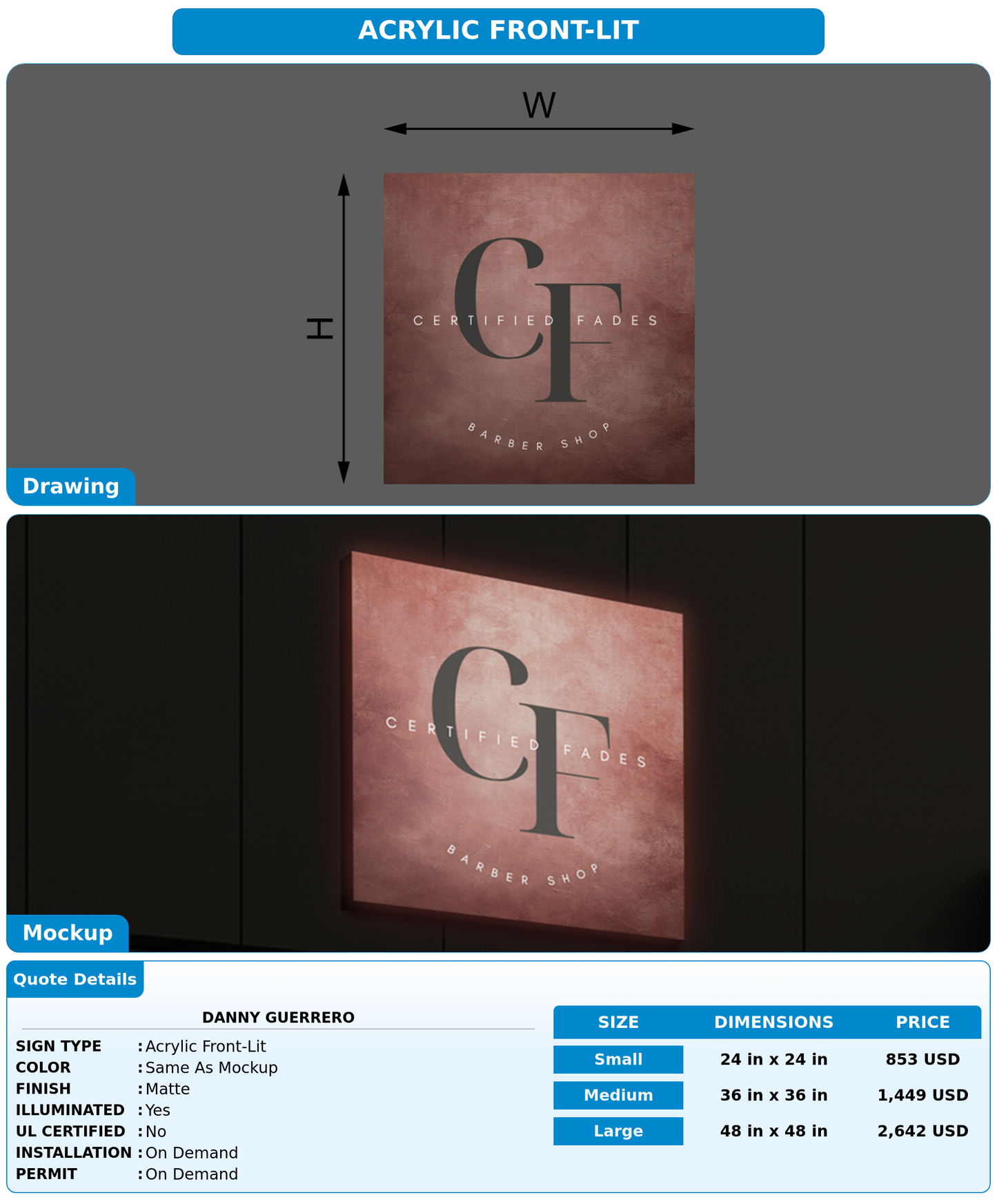 CUSTOM MOCKUP SIGN FOR Danny Guerrero