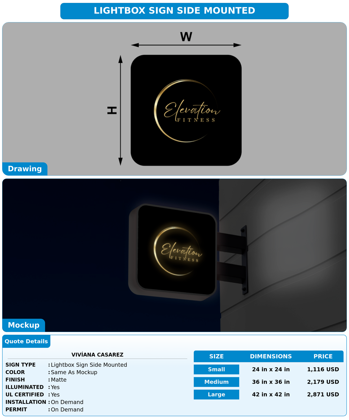 CUSTOM MOCKUP SIGN FOR Vivíana Casarez