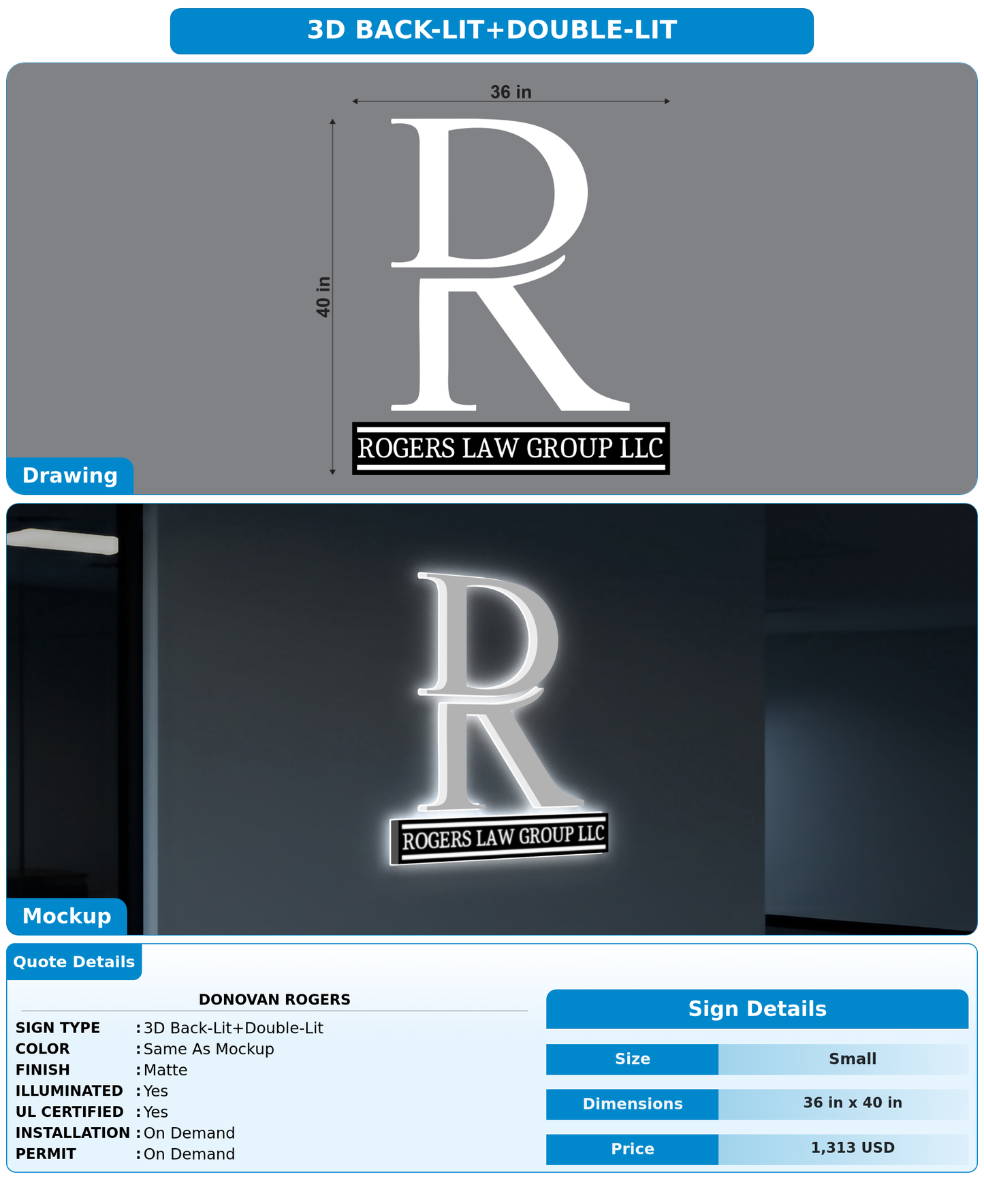 CUSTOM MOCKUP SIGN FOR Donovan Rogers