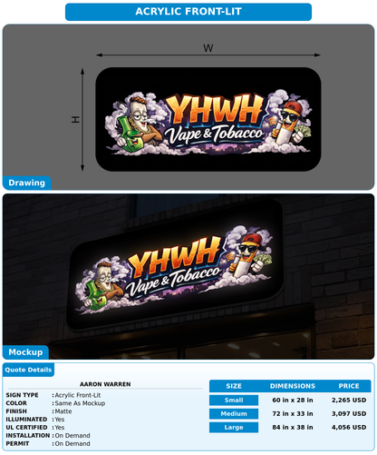 CUSTOM MOCKUP SIGN FOR Aaron warren