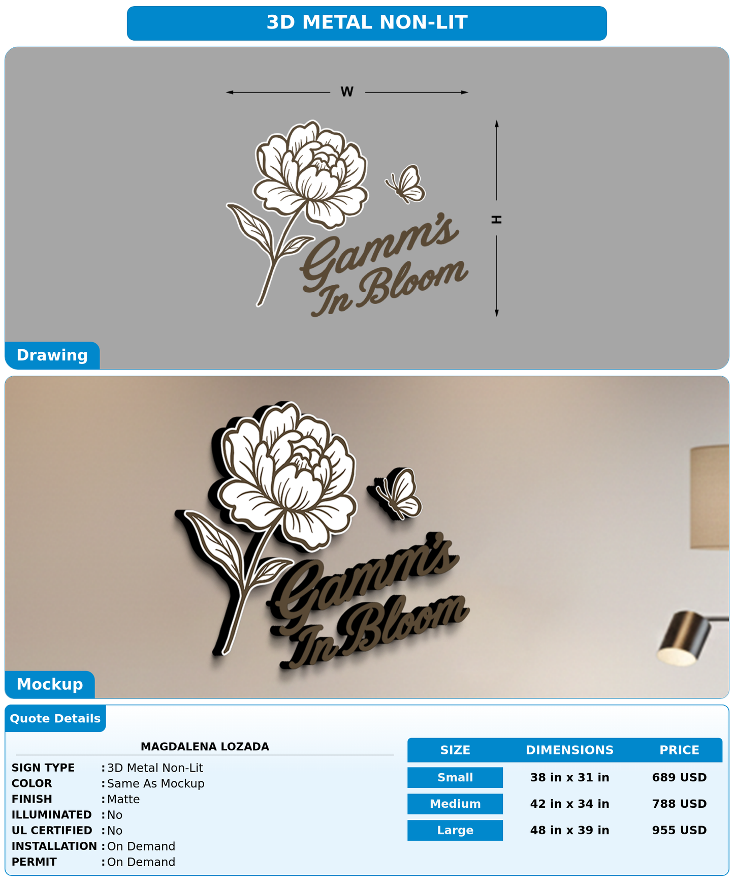 CUSTOM MOCKUP SIGN FOR Magdalena lozada