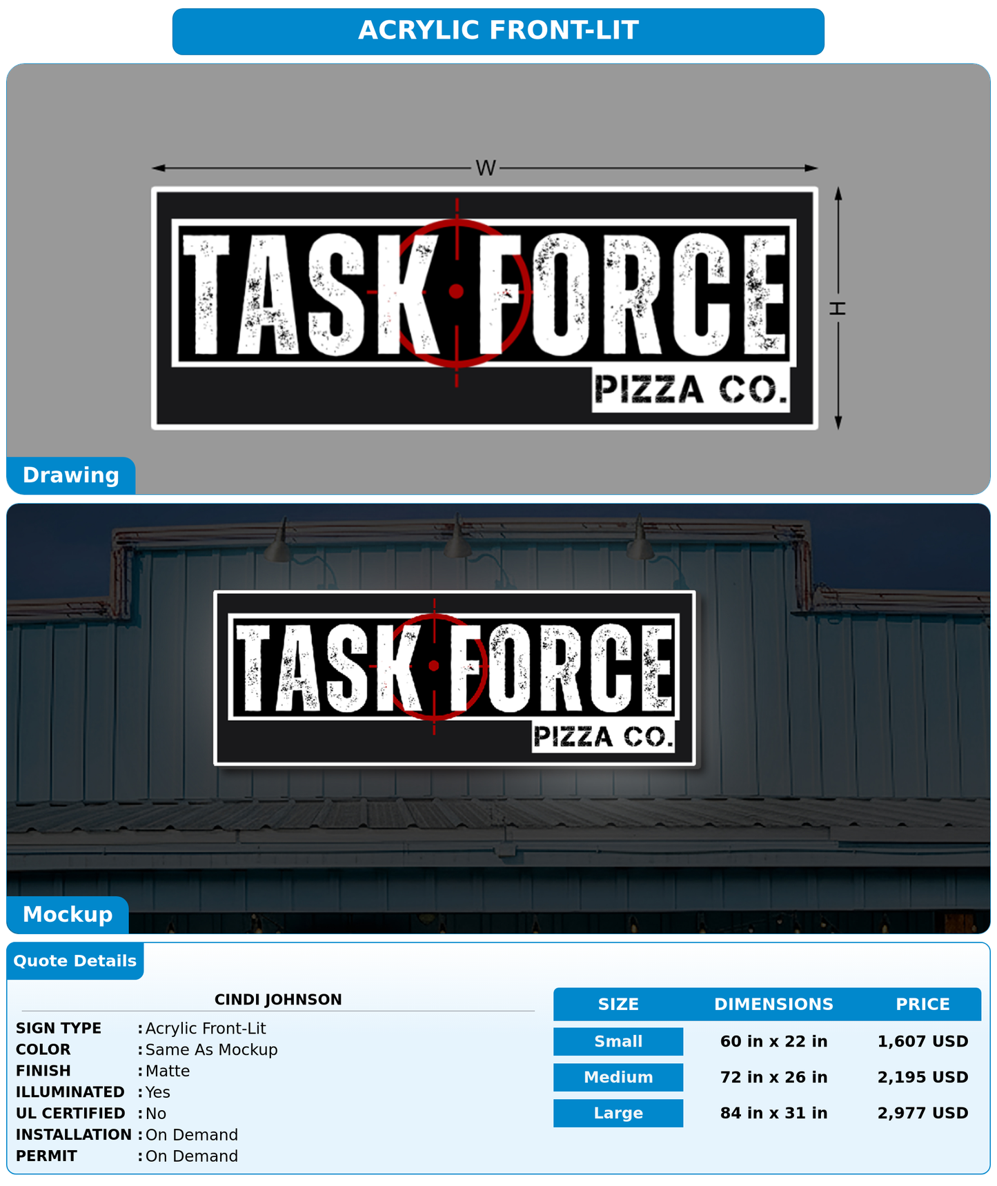 CUSTOM MOCKUP SIGN FOR CINDI JOHNSON