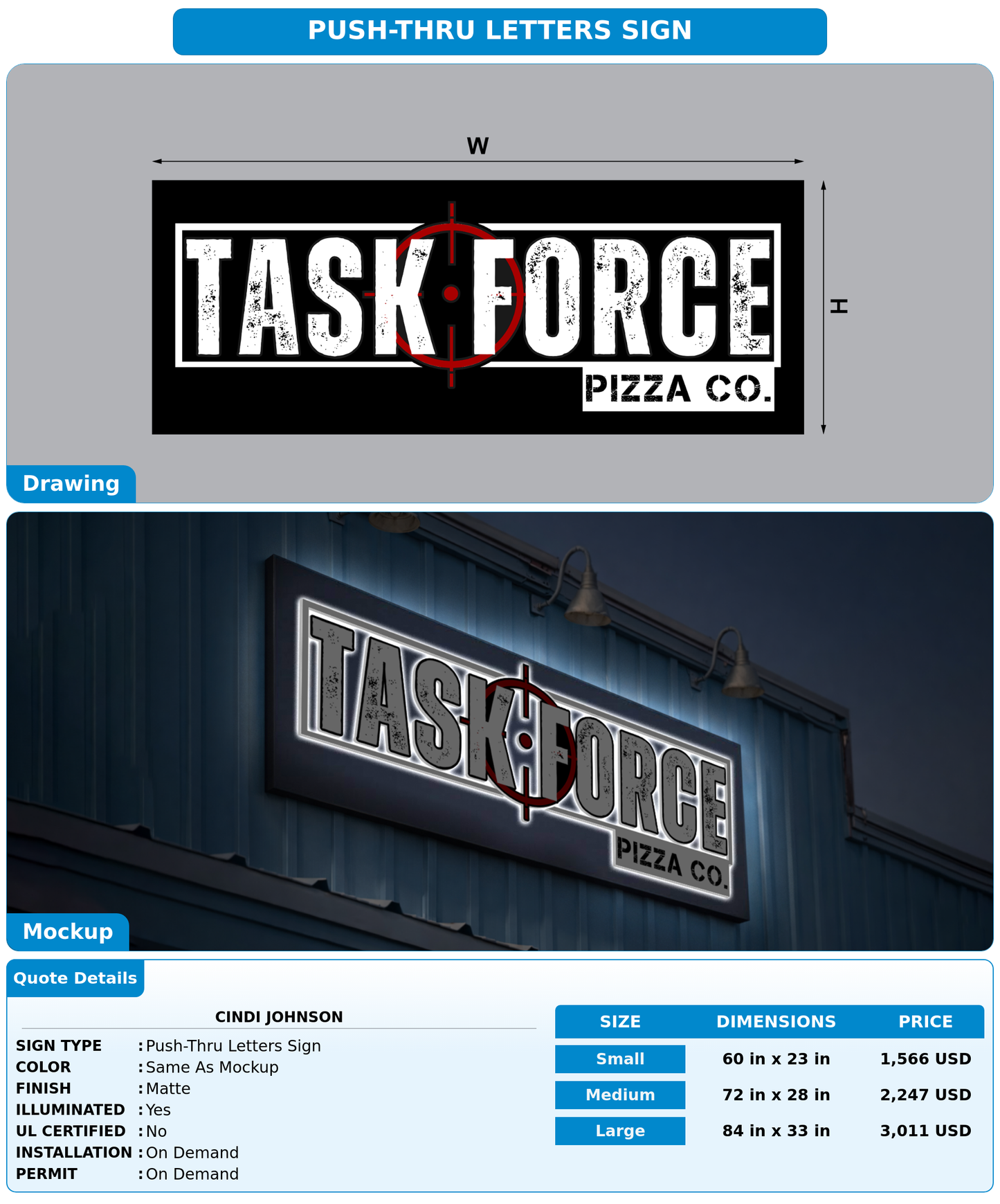CUSTOM MOCKUP SIGN FOR CINDI JOHNSON