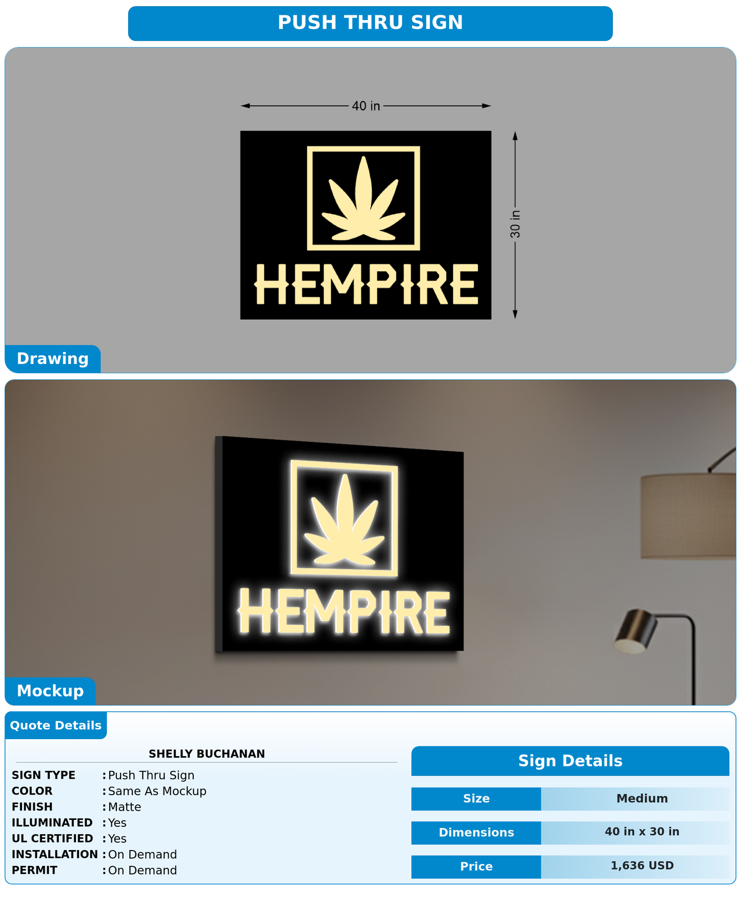 CUSTOM MOCKUP SIGN FOR Shelly Buchanan