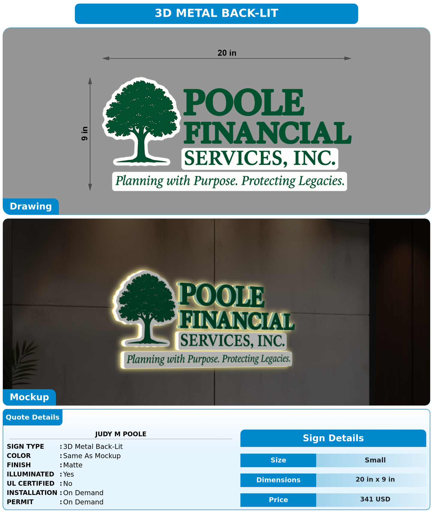 CUSTOM MOCKUP SIGN FOR judy M Poole