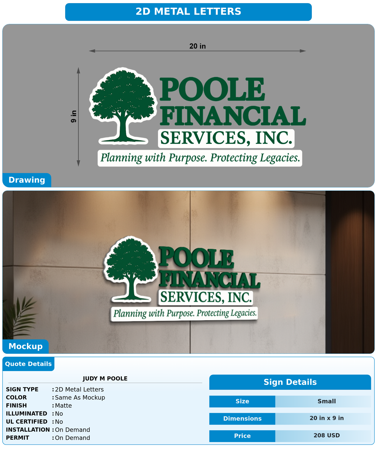 CUSTOM MOCKUP SIGN FOR judy M Poole