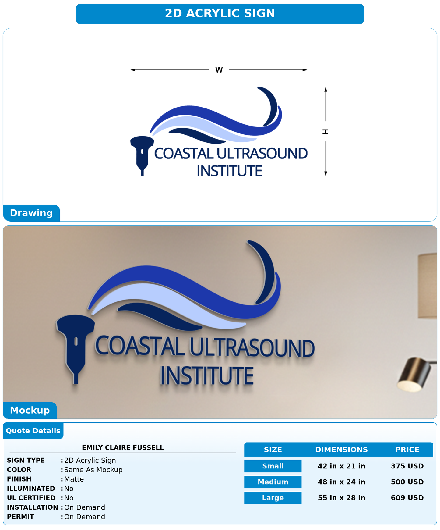 CUSTOM MOCKUP SIGN FOR Emily Claire  Fussell
