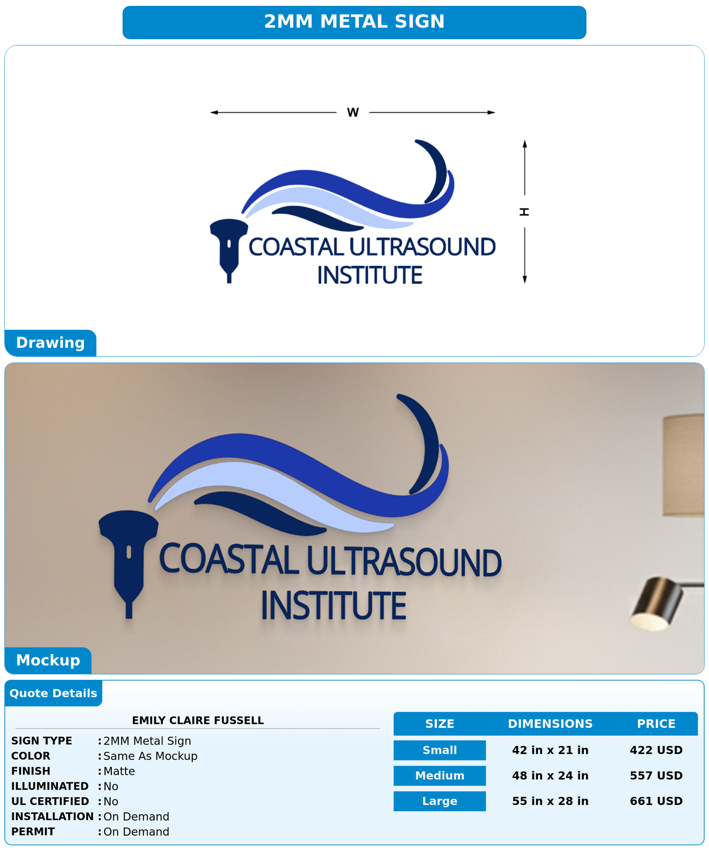 CUSTOM MOCKUP SIGN FOR Emily Claire  Fussell