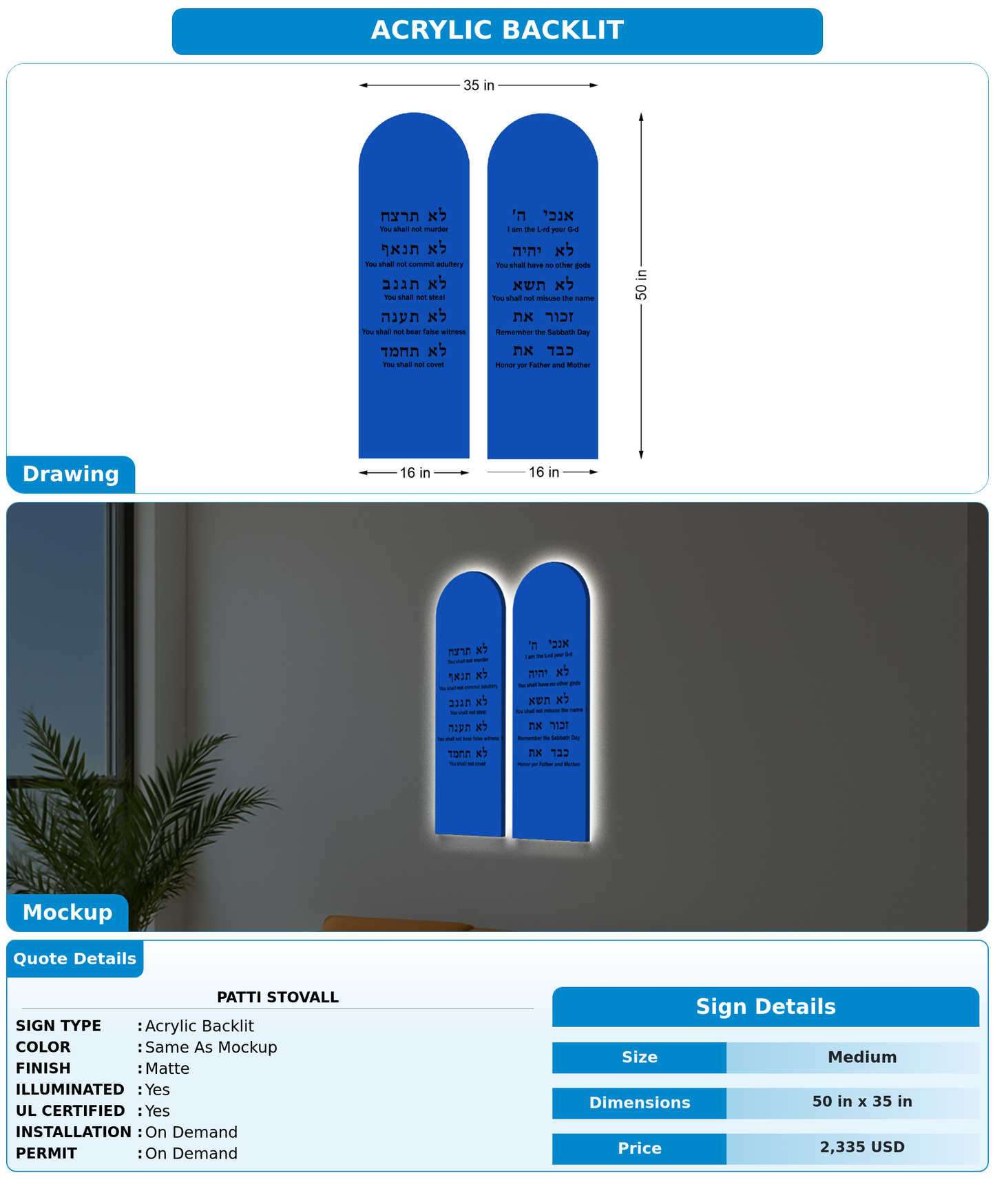 CUSTOM MOCKUP SIGN FOR Patti Stovall