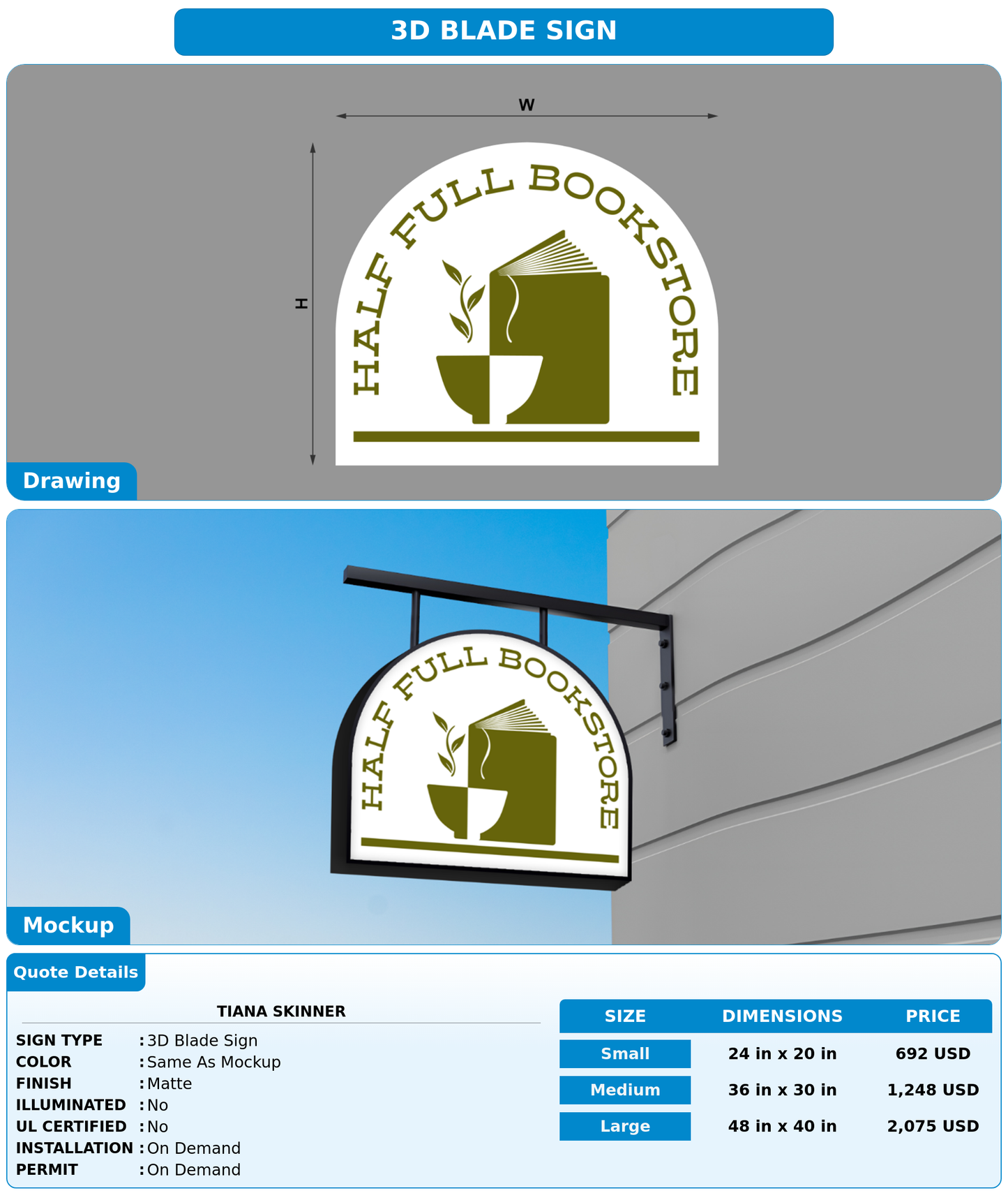 CUSTOM MOCKUP SIGN FOR Tiana Skinner