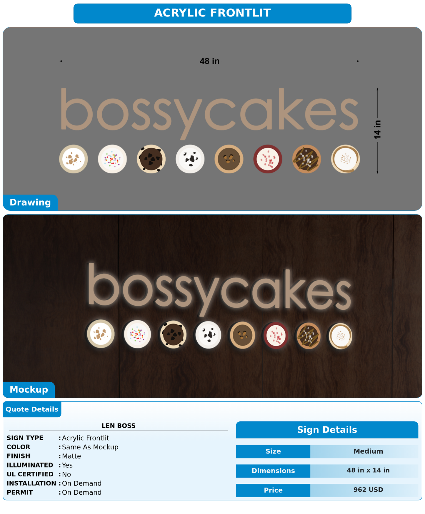 CUSTOM MOCKUP SIGN FOR Len Boss