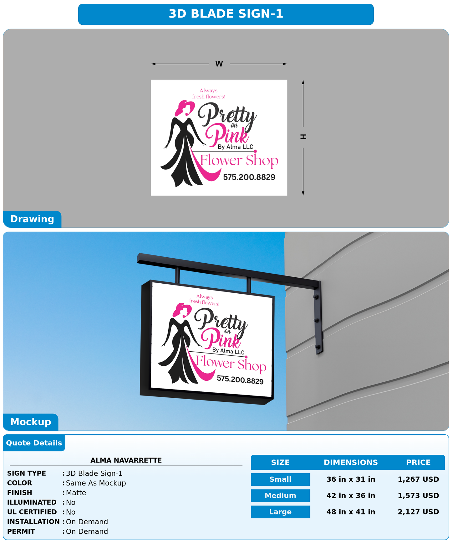 CUSTOM MOCKUP SIGN FOR Alma Navarrette
