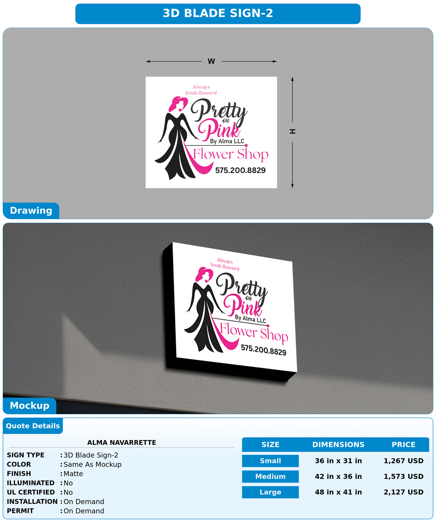 CUSTOM MOCKUP SIGN FOR Alma Navarrette