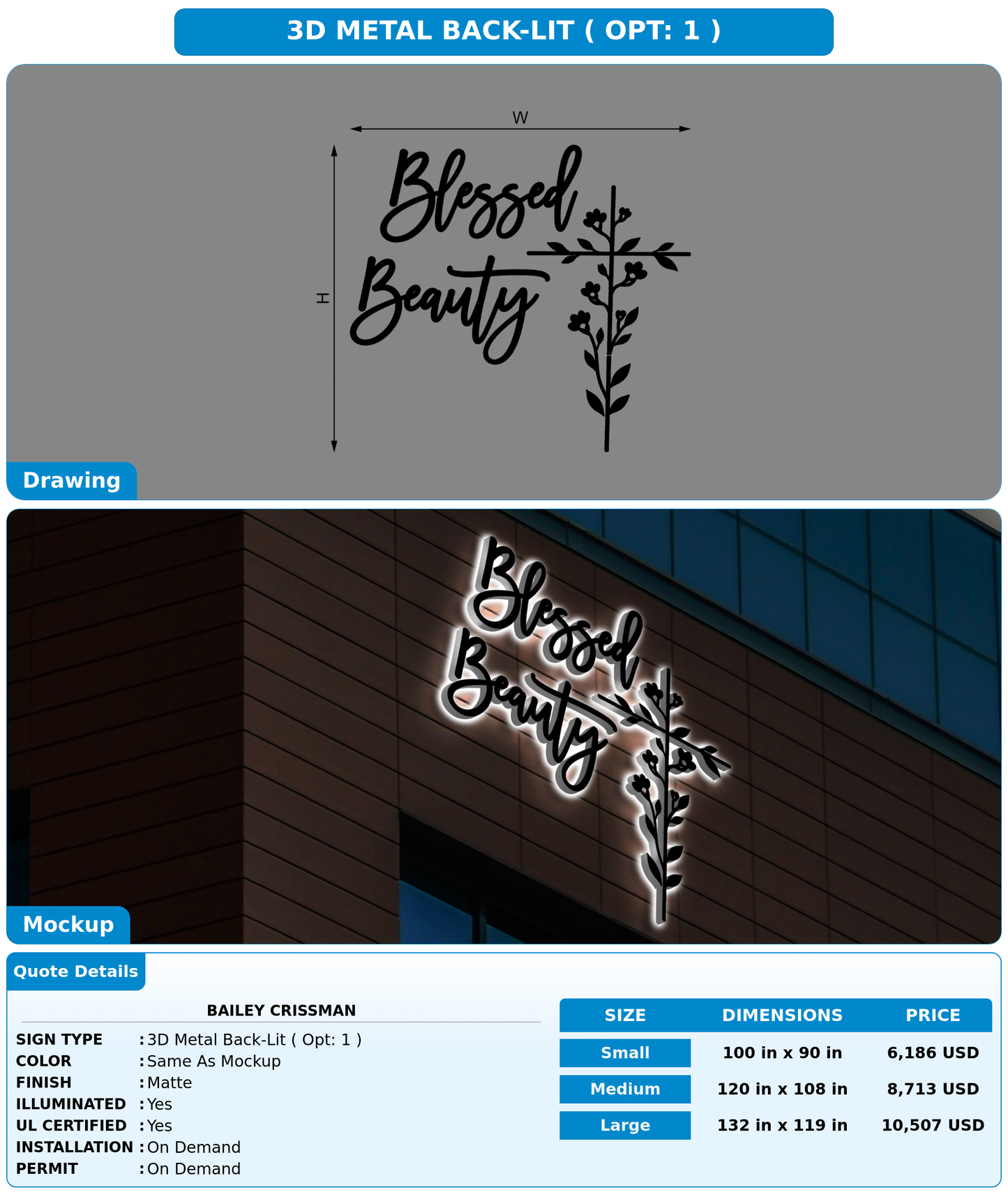CUSTOM MOCKUP SIGN FOR Bailey Crissman