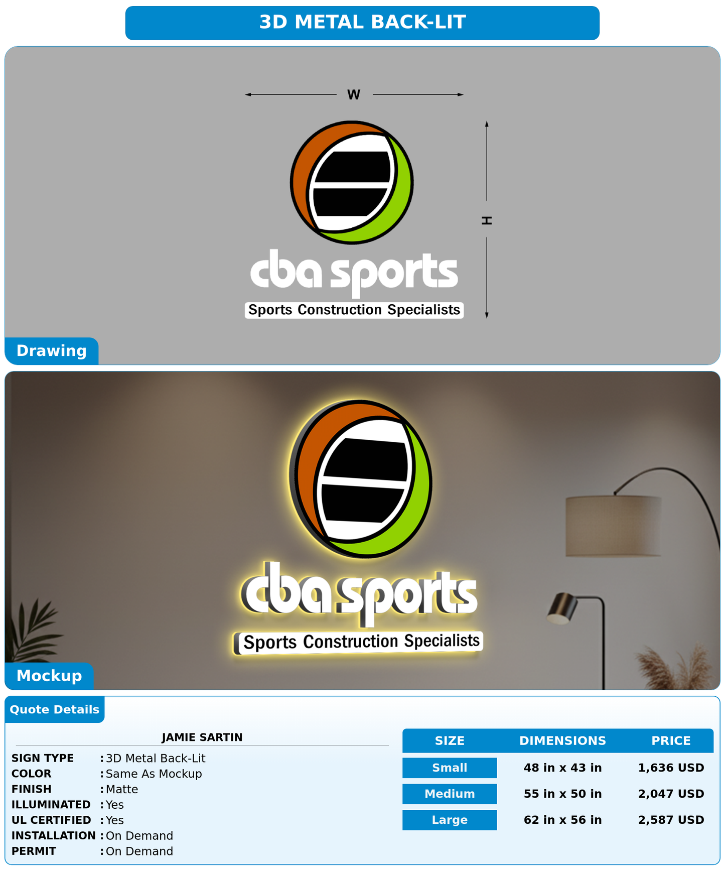 CUSTOM MOCKUP SIGN FOR Jamie  Sartin