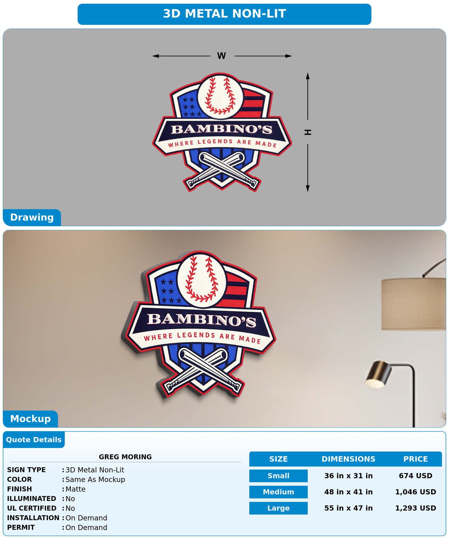 CUSTOM MOCKUP SIGN FOR Greg moring