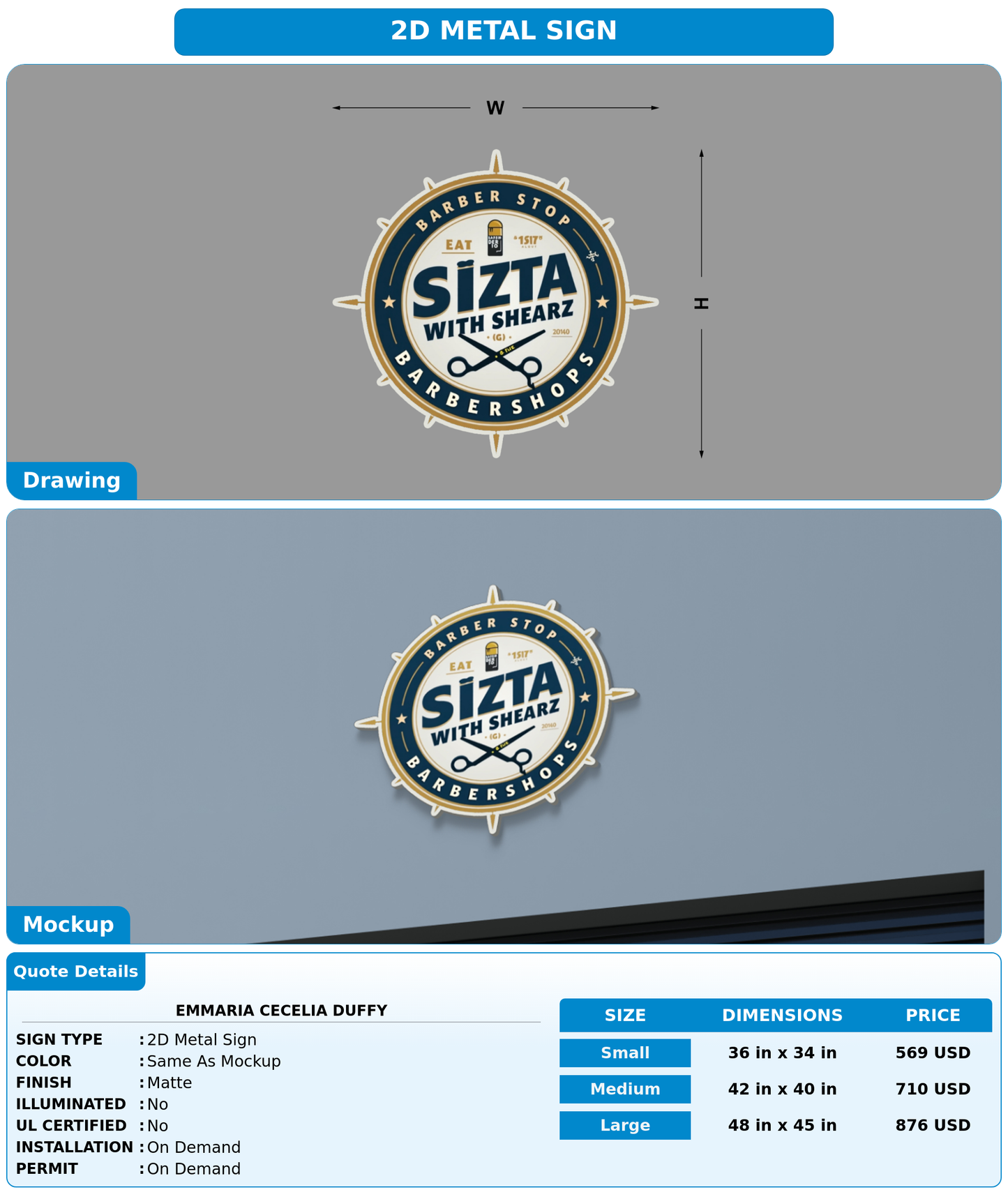 CUSTOM MOCKUP SIGN FOR Emmaria Cecelia Duffy