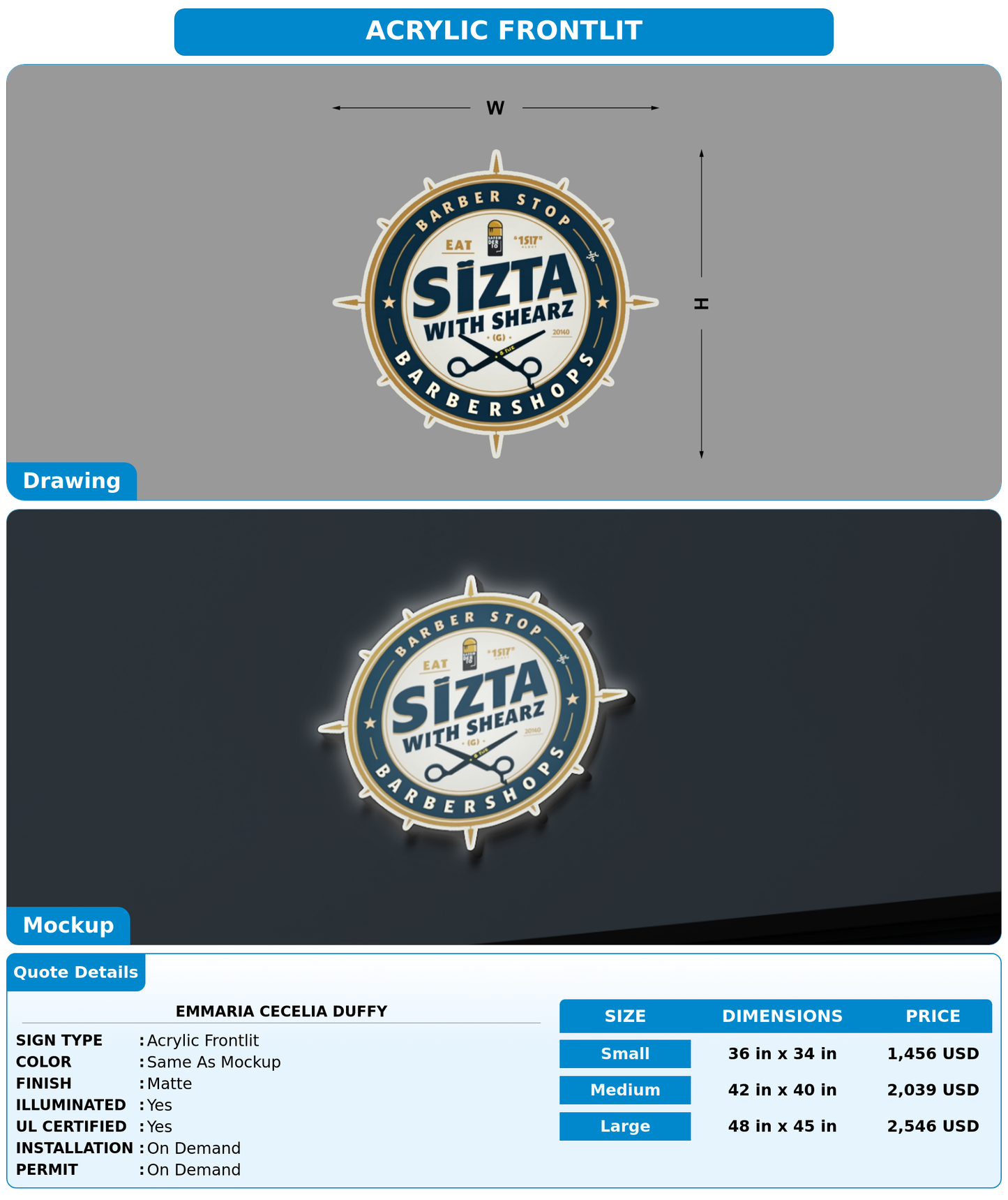 CUSTOM MOCKUP SIGN FOR Emmaria Cecelia Duffy