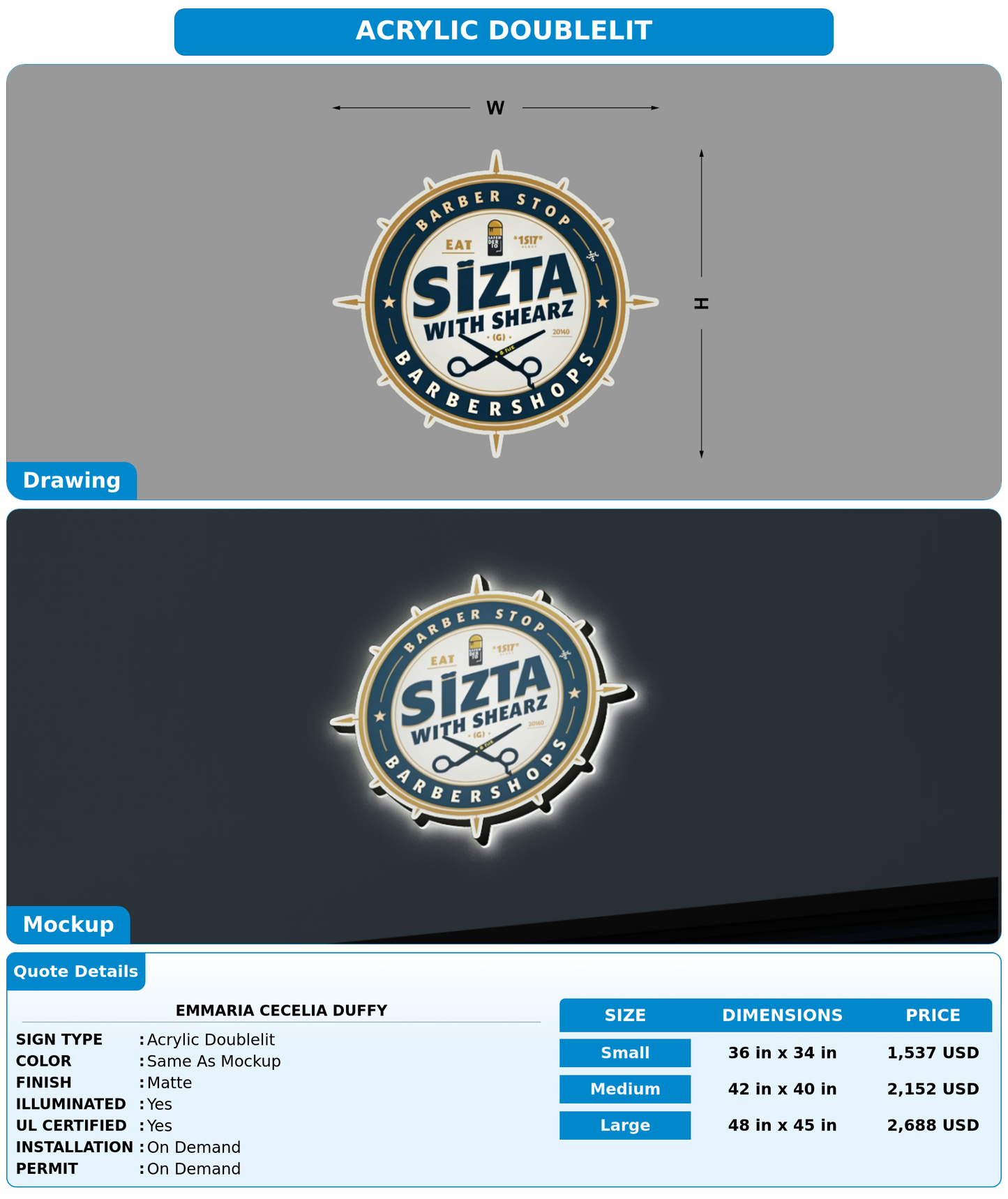 CUSTOM MOCKUP SIGN FOR Emmaria Cecelia Duffy