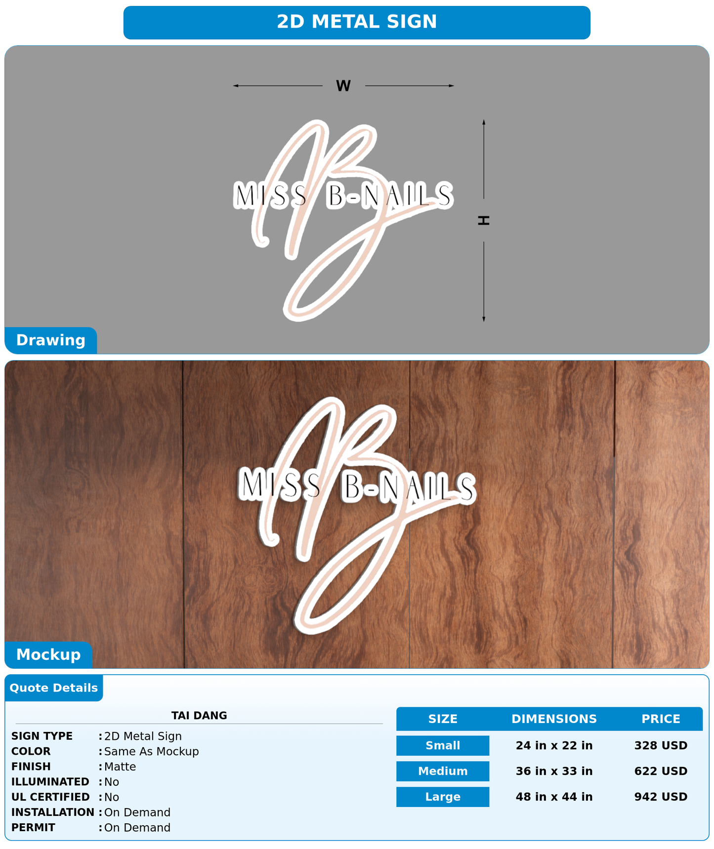 CUSTOM MOCKUP SIGN FOR Tai Dang