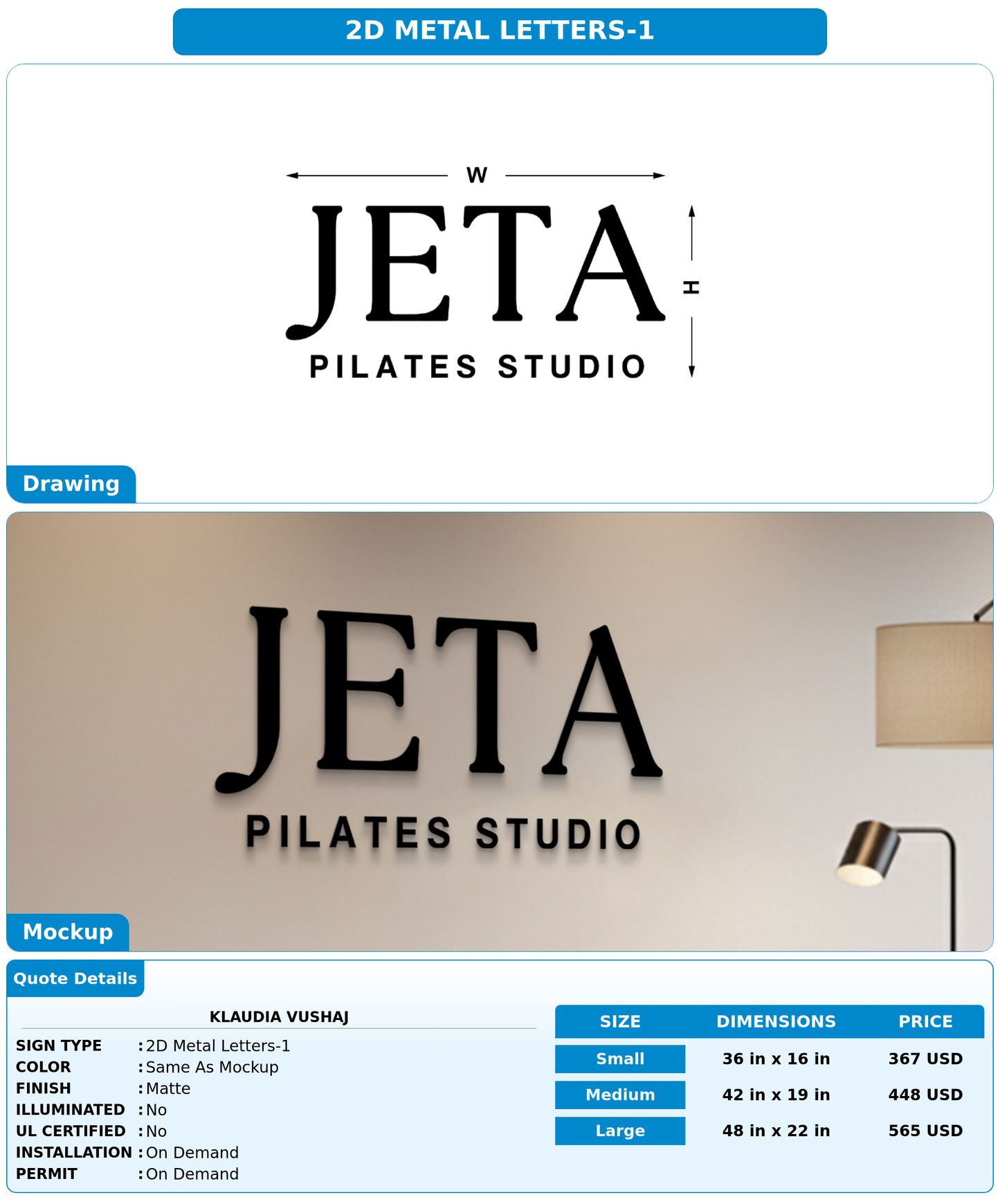 CUSTOM MOCKUP SIGN FOR Klaudia Vushaj