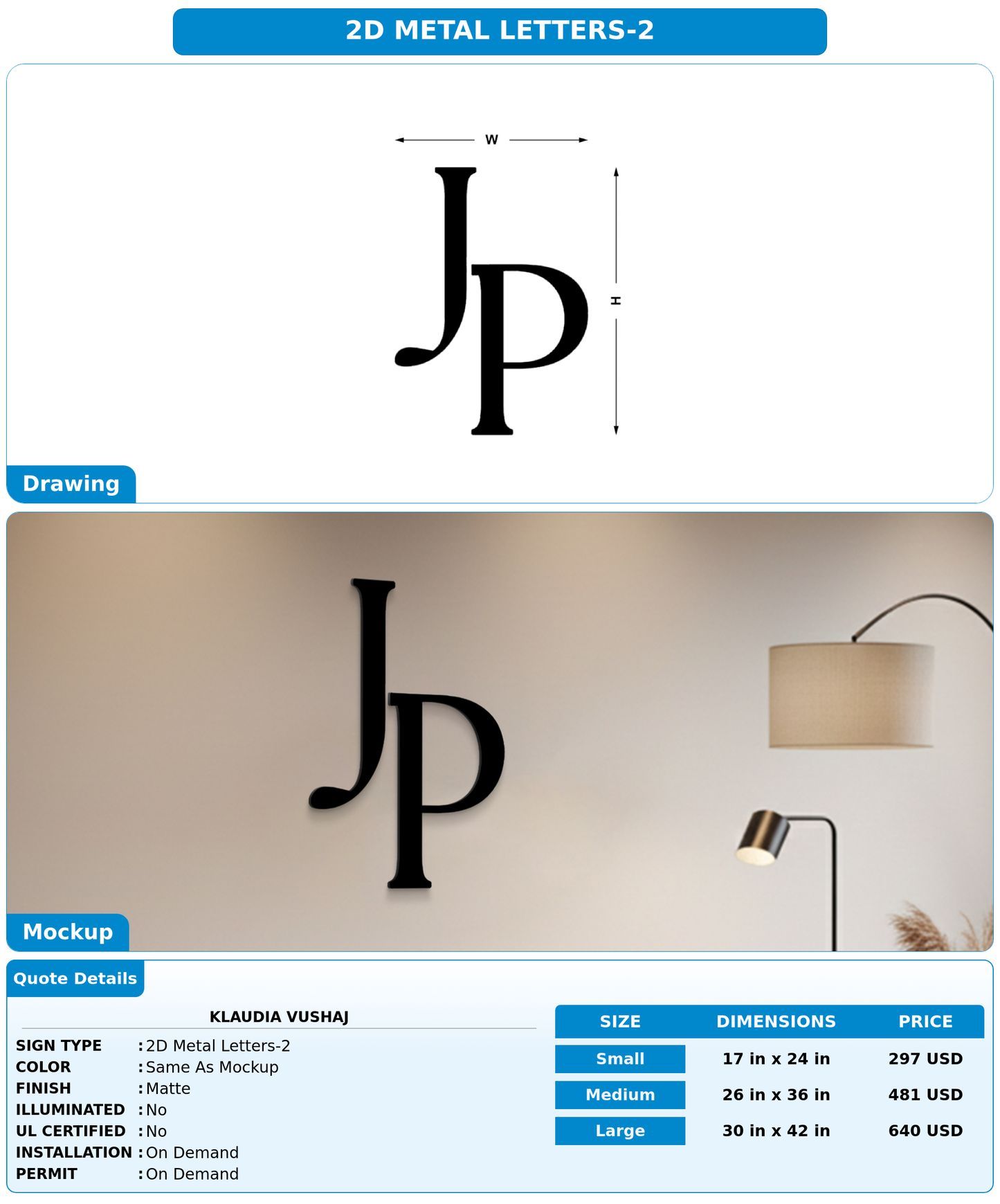 CUSTOM MOCKUP SIGN FOR Klaudia Vushaj