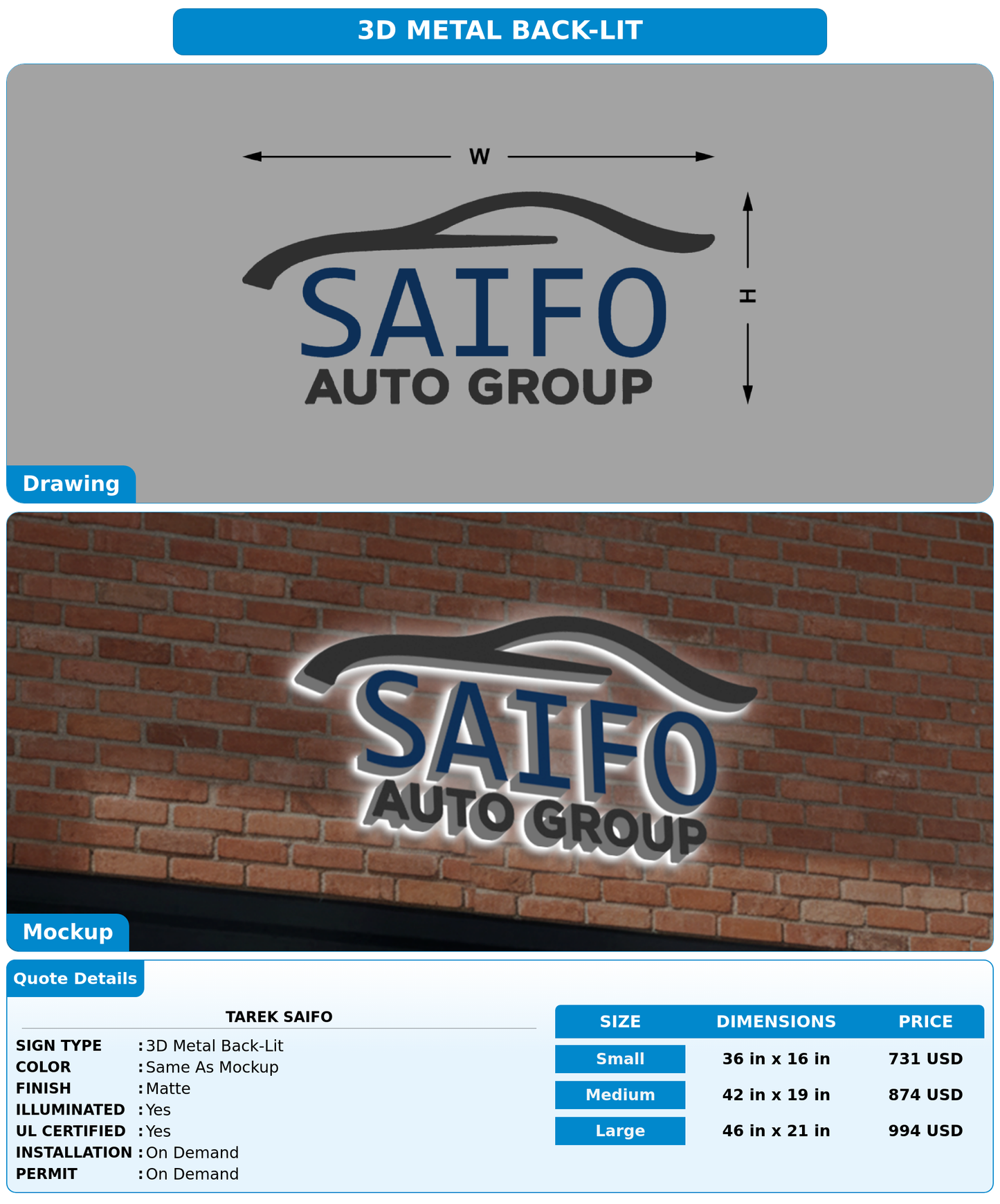 CUSTOM MOCKUP SIGN FOR Tarek Saifo