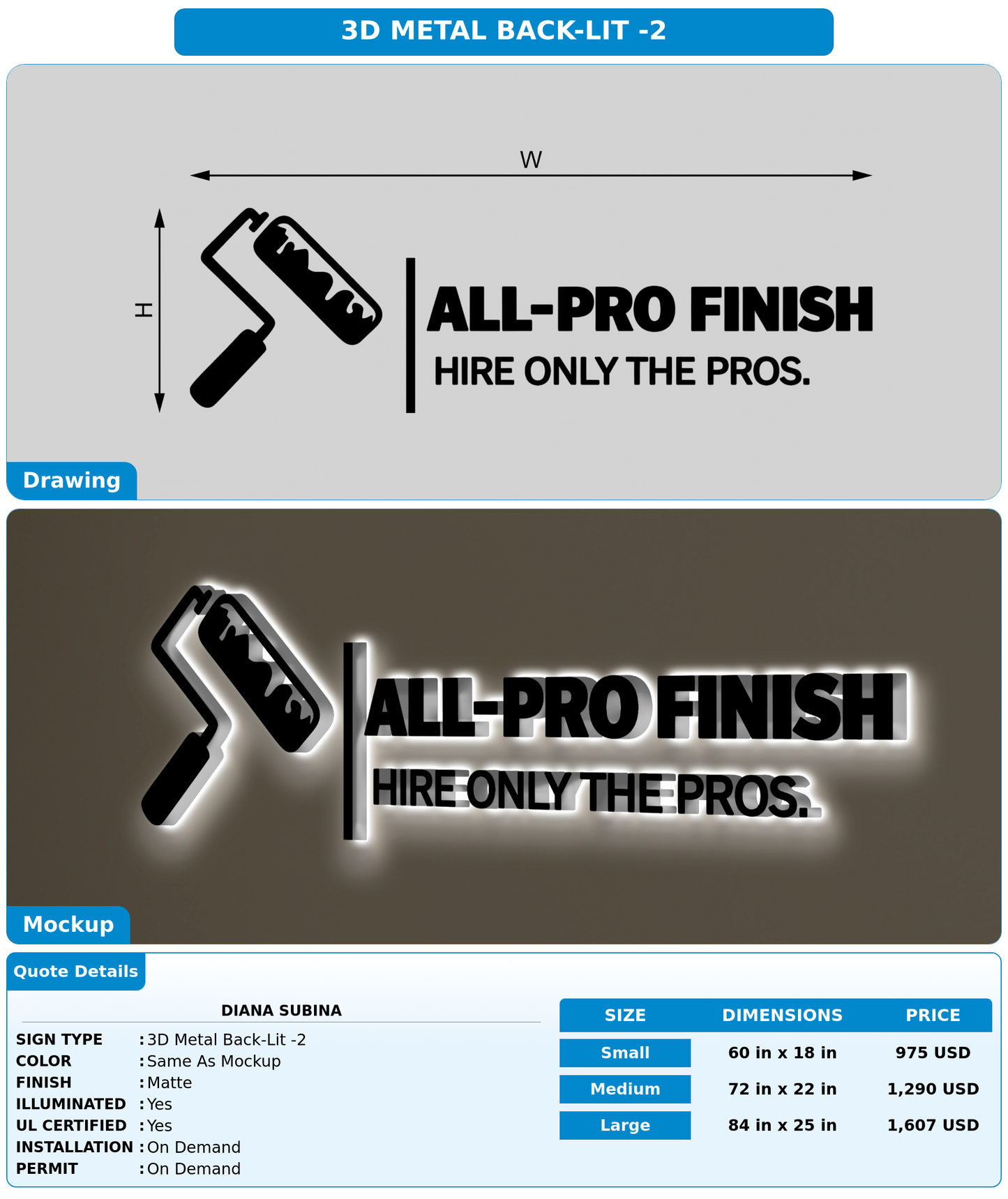 CUSTOM MOCKUP SIGN FOR Diana Subina