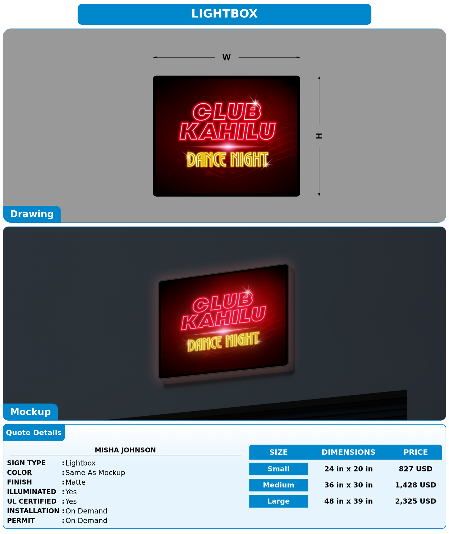 CUSTOM MOCKUP SIGN FOR Misha Johnson