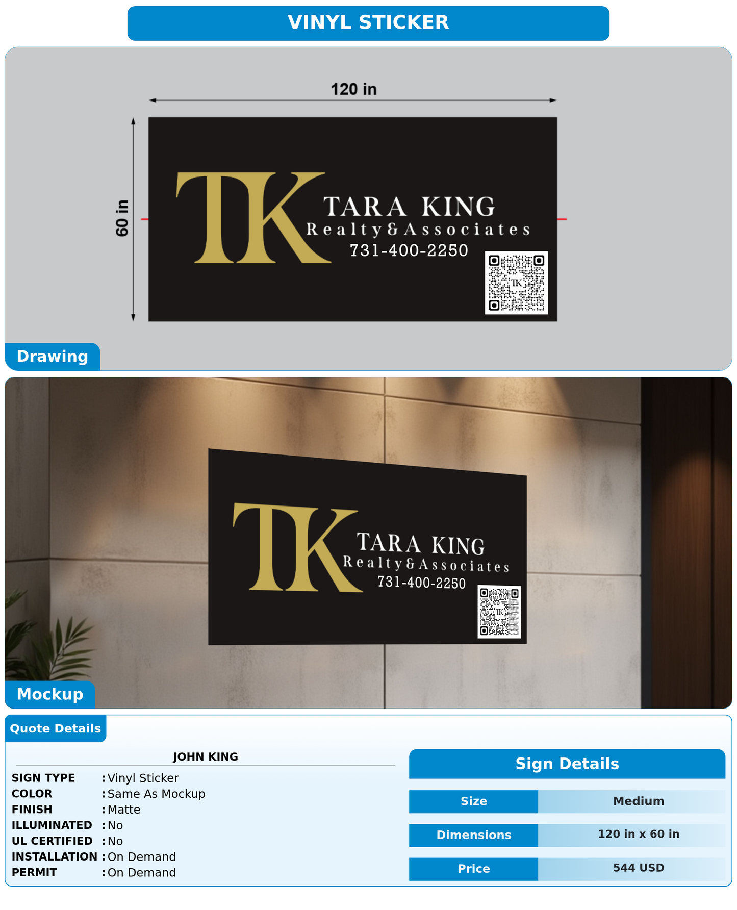 CUSTOM MOCKUP SIGN FOR john King