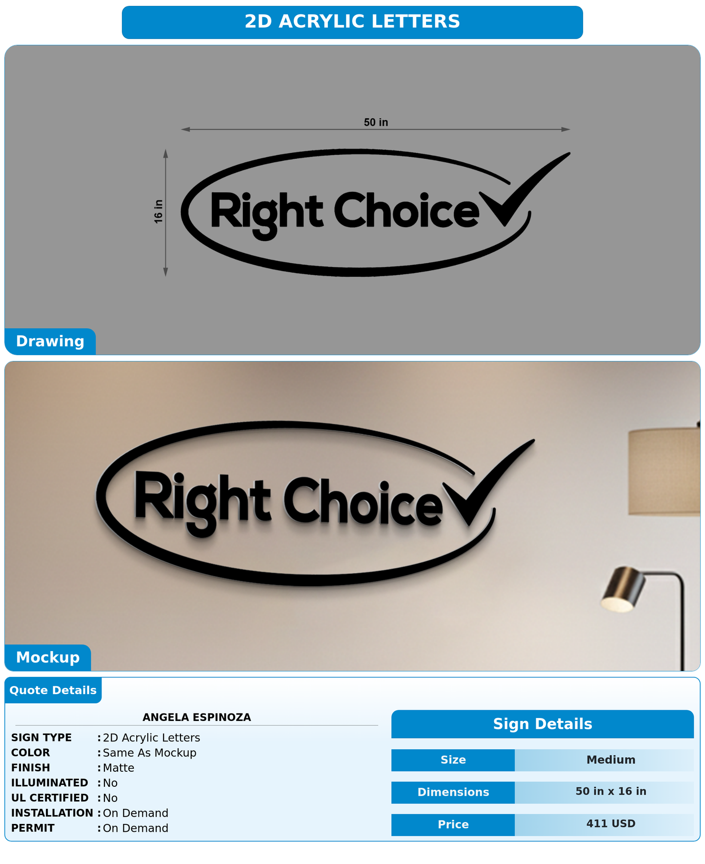 CUSTOM MOCKUP SIGN FOR Angela Espinoza