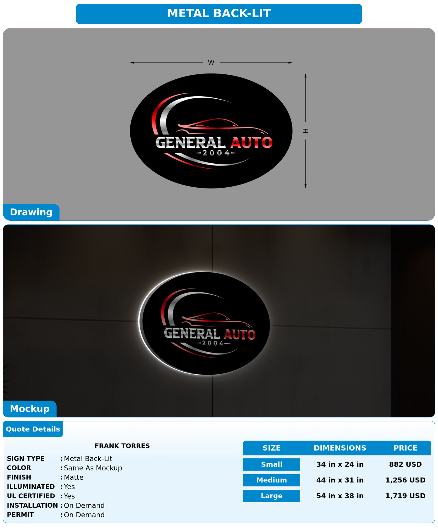 CUSTOM MOCKUP SIGN FOR Frank Torres
