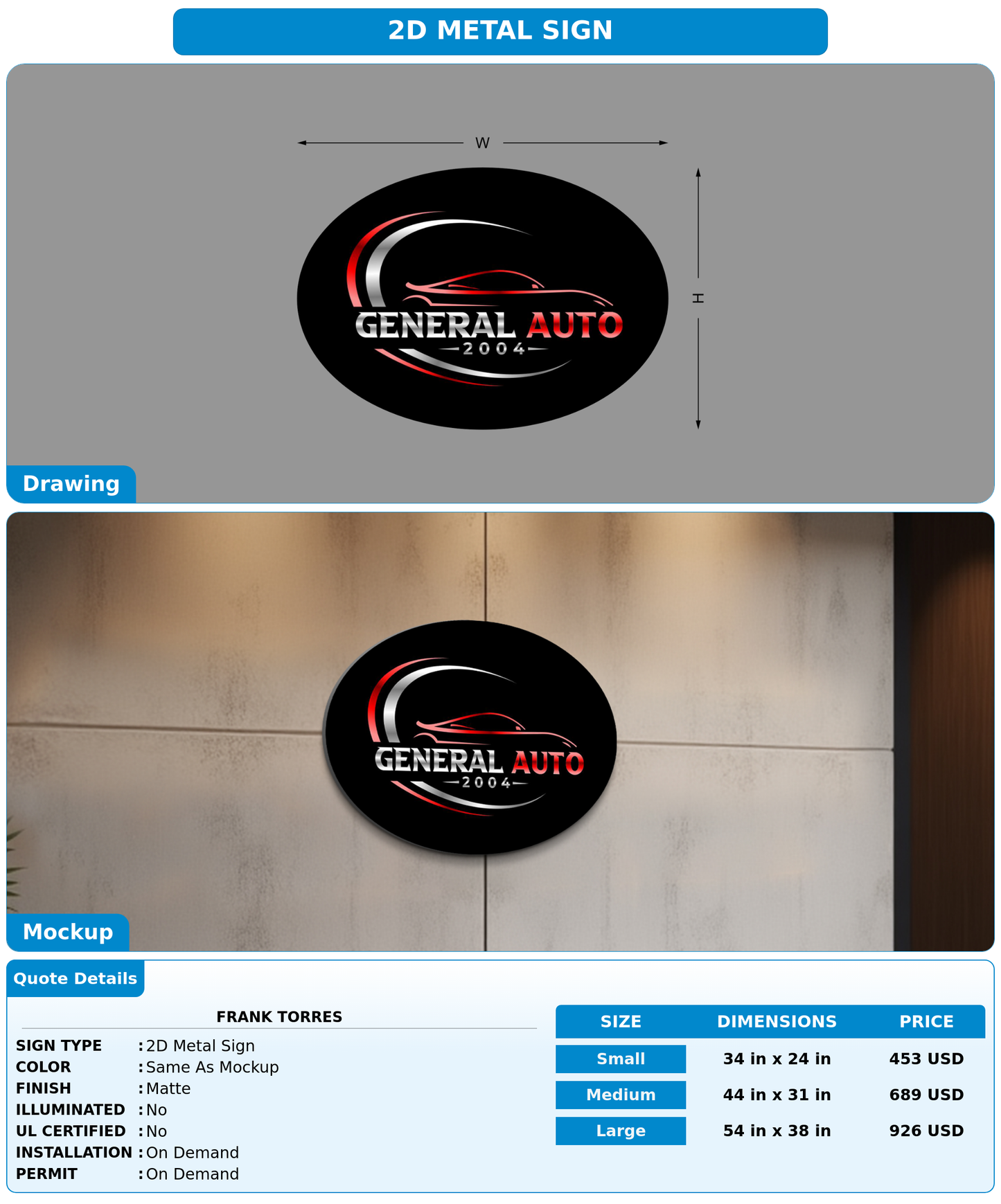 CUSTOM MOCKUP SIGN FOR Frank Torres