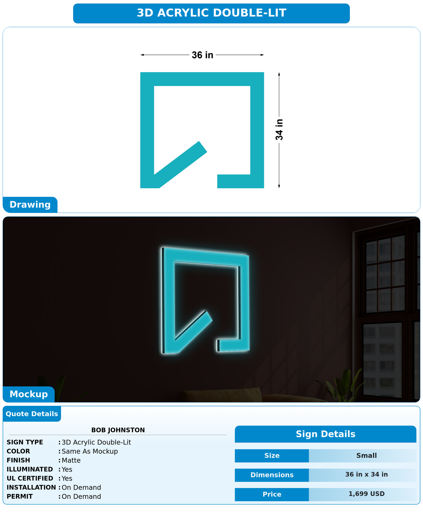 CUSTOM MOCKUP SIGN FOR Bob Johnston