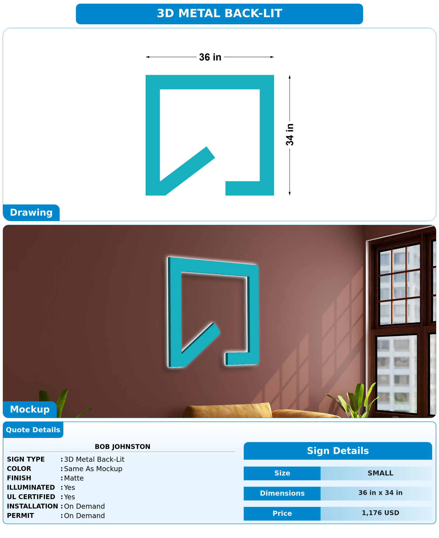 CUSTOM MOCKUP SIGN FOR Bob Johnston