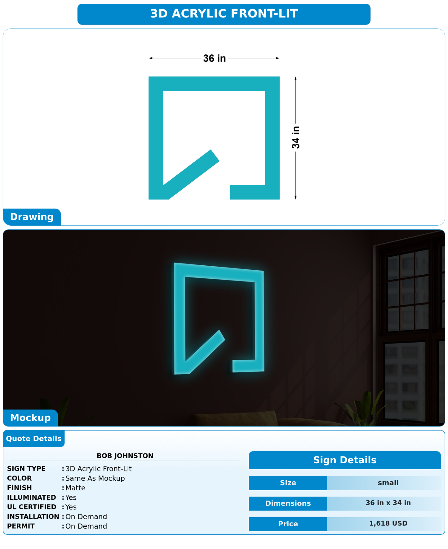 CUSTOM MOCKUP SIGN FOR Bob Johnston