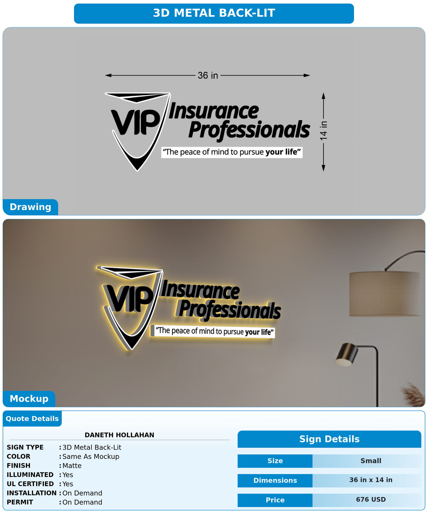 CUSTOM MOCKUP SIGN FOR Daneth Hollahan