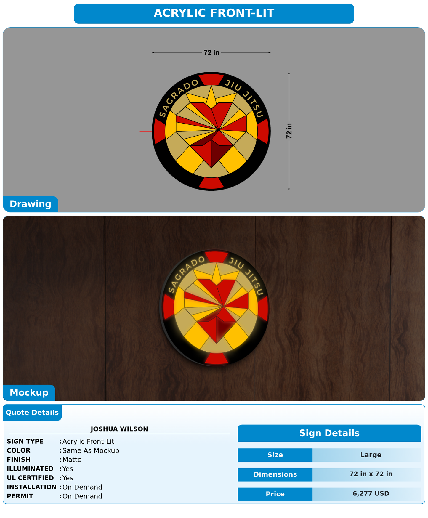 CUSTOM MOCKUP SIGN FOR Joshua Wilson