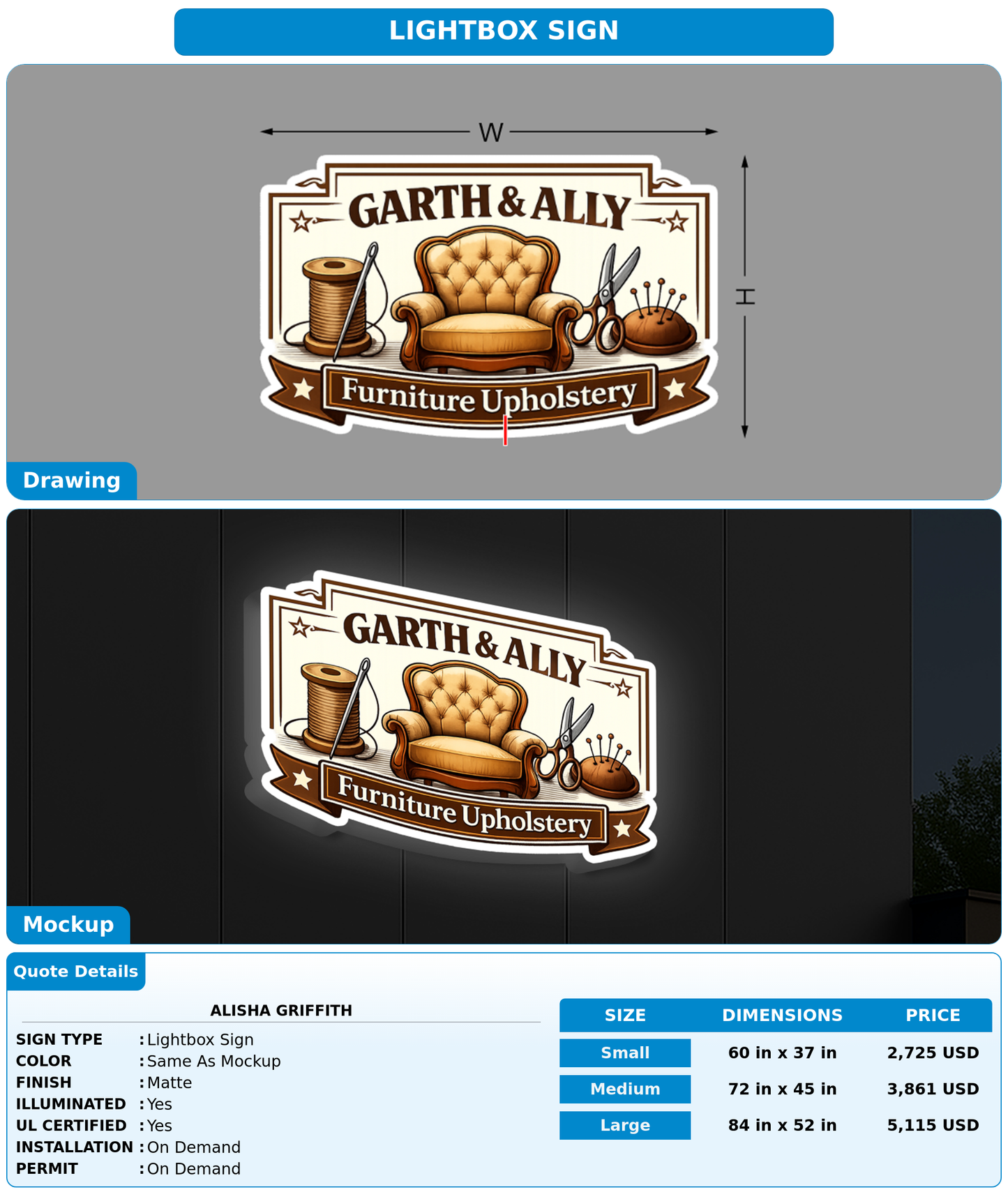 CUSTOM MOCKUP SIGN FOR Alisha  Griffith