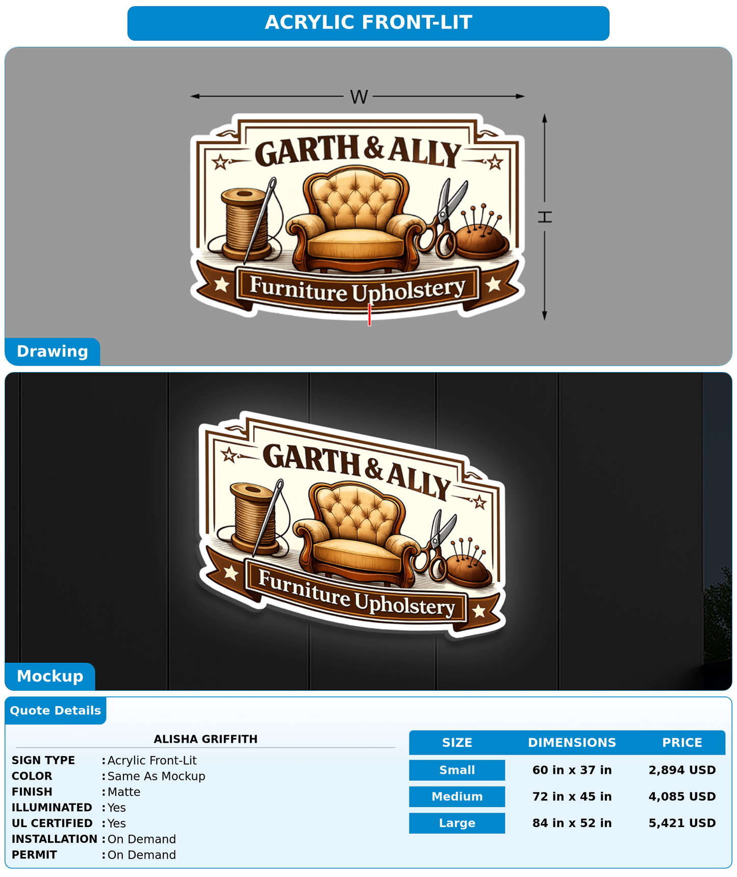 CUSTOM MOCKUP SIGN FOR Alisha  Griffith